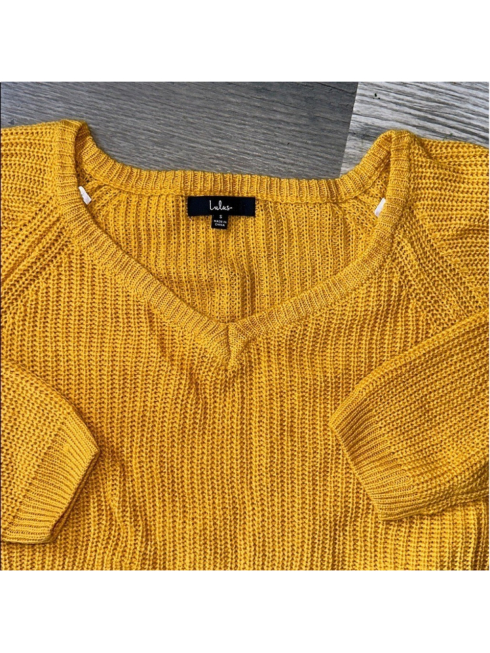 Lulus Fall is Calling Mustard Yellow Knit V-Neck Cropped Sweater women's small - Picture 5 of 12